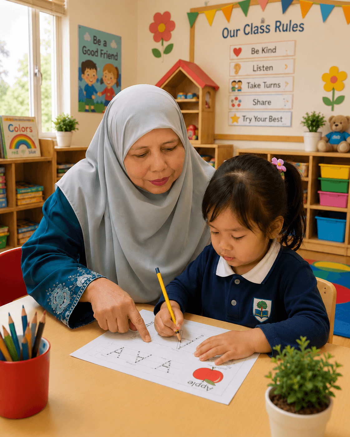 Teacher Jameela Bee Abdul Suban, handwriting foundations specialist, Kuala Lumpur